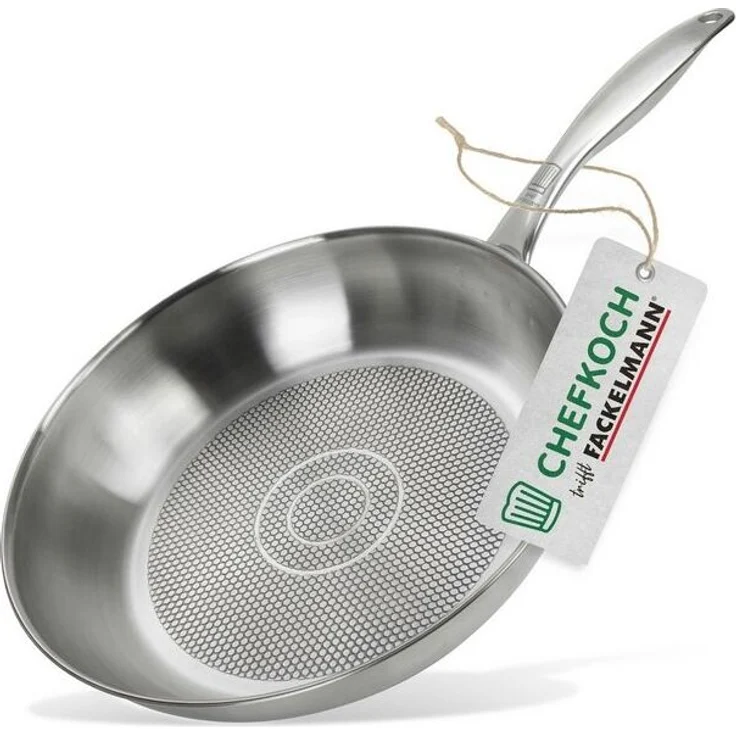 Fackelmann Bratpfanne mit Öl-Dosiersystem & Wabenboden, Edelstahl Silber, Ø28cm – Bild 4