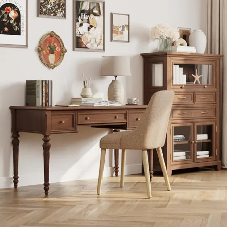 COLAMY Esszimmerstühle 2er Set, Gepolsterter Stuhl mit Holzbeinen, Hohe Rückenlehne für Esszimmer/Restaurant/Café, Kamel – Bild 8