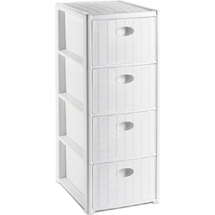 KreLeo Rollcontainer mit 4 Schüben im Rattan Design (Schmale) (Farbe wählbar) – Bild 1