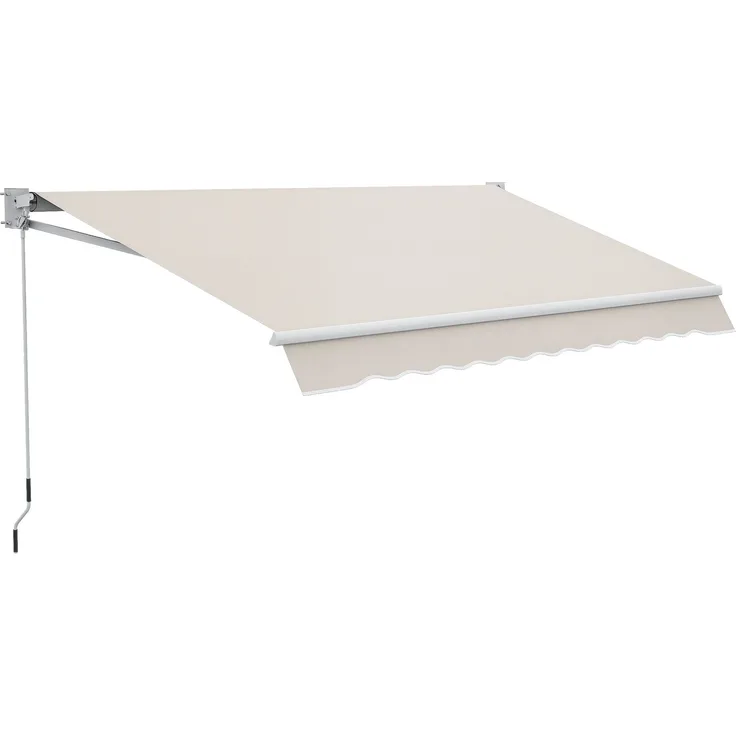 JARDJ 3x2 m Markise mit Armen, verstellbar 5°-35°, aus Aluminium und Polyester, Cremeweiß