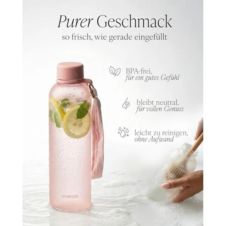 MAMEIDO Trinkflasche, auslaufsicher mit Zeitmarkierung und Handschlaufe in 1000 ml & 1500 ml – Bild 4