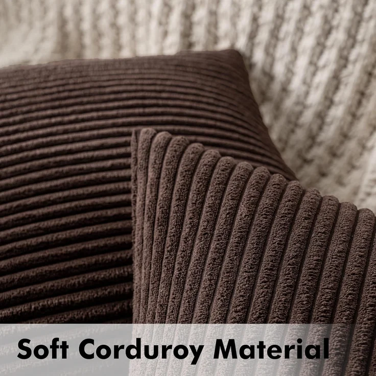 MIULEE 2er Set Kissenbezüge Cord Kissenbezug Kissenhülle Dekorative Zierkissen Sofakissen Couchkissen Dekokissen Zierkissenbezug Deko Kissenhülle für Sofa Wohnzimmer 50x50 cm Braun – Bild 2