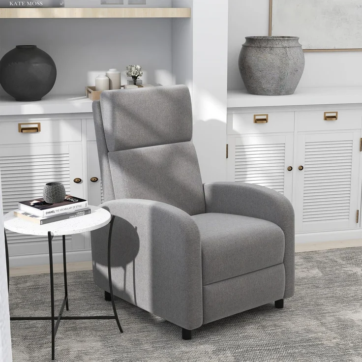 MELAYR, Relaxsessel Fernsehsessel, ausklappbare Fußstütze, neigbar bis zu 160°, 64 x 86 x 102 cm, Grau – Bild 4