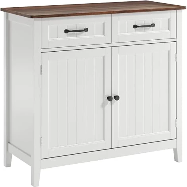 Bealife Küchen-Sideboard, Buffet-Schrank mit 2 Schubladen und 2 Türen, Küchenschrank mit Arbeitsplatte für Wohnzimmer, Esszimmer und Küche – Bild 2