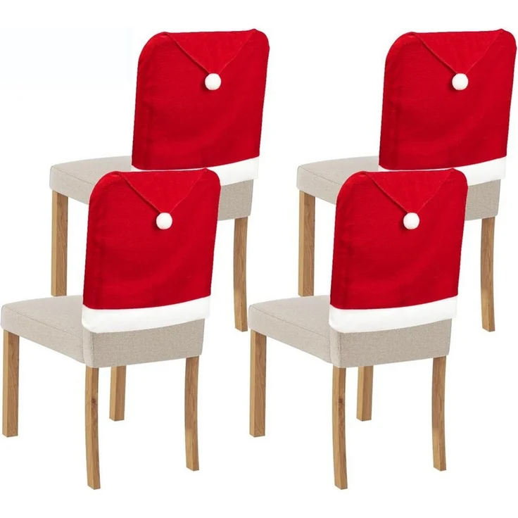 Bomiclss Stuhlhusse Weihnachten Stuhlhussen 4 Stück Stuhlbezug Rot Stuhlüberzug, für Esszimmer Büro Dekoration Schwingstühle Bezüge Weihnachts Deko – Bild 1