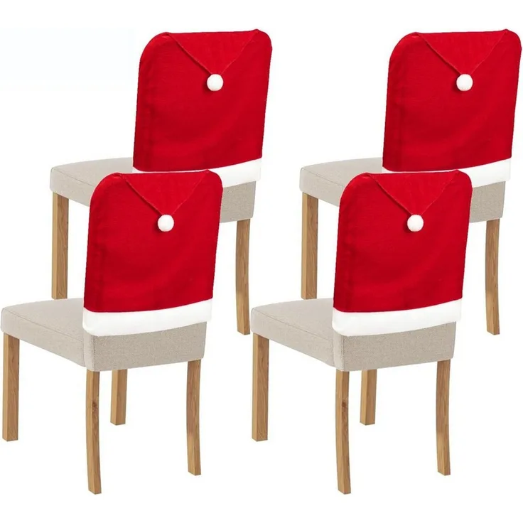 Bomiclss Stuhlhusse Weihnachten Stuhlhussen 4 Stück Stuhlbezug Rot Stuhlüberzug, für Esszimmer Büro Dekoration Schwingstühle Bezüge Weihnachts Deko