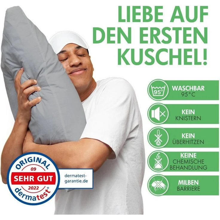 Welldora Kissenbezug für Allergiker, Milbenbezug Kissen, fachärztlich getestet, (1 Stück), Encasing gegen Milben & Bettwanzen ǀ Allergiker Bettwäsche – Bild 3