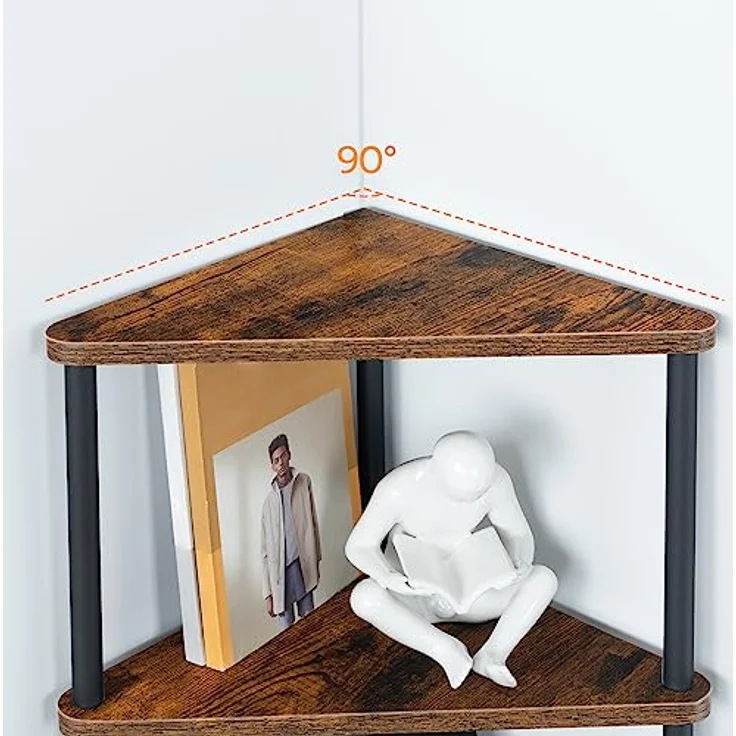 HOOBRO Eckregal mit 5 Ebenen, industrielles Eckregal Stehend, Bücherregal, Standregal, Eck-Bücherregal zur Präsentation von Pflanzenblumen, Aufbewahrungsregal für kleine Räume, Vintagebraun EBF33CJ01 – Bild 8