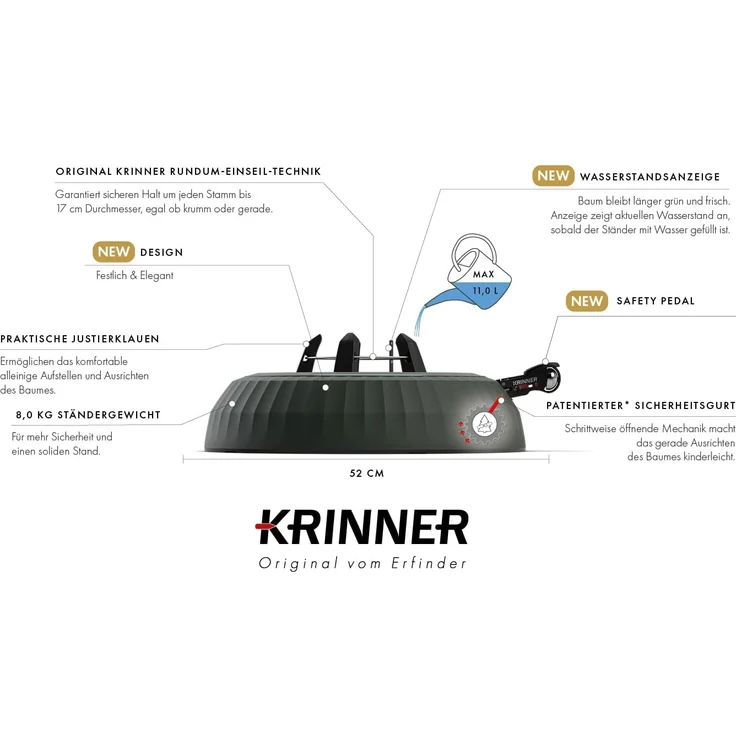 Krinner X-440 Deluxe Christbaumständer, bis 440 cm Baumhöhe, Stamm max Ø 17 cm – Bild 5