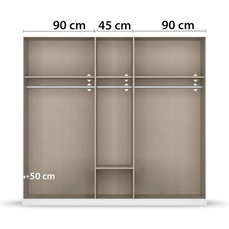rauch Drehtürenschrank Kleiderschrank Schrank Garderobe Wäscheschrank BARI mit Spiegel mit Schubasten mittig, moderner Griff in Graumetallic MADE IN GERMANY – Bild 7