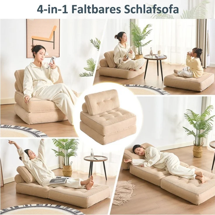 LITBIRD Schlafsofa faltbar, 4-in-1 Multifunktionssofa, Sitzsack-Sofa, Relaxsessel, 1 Teile, Spielsofa & Gästebett für kleine Räume – Bild 4