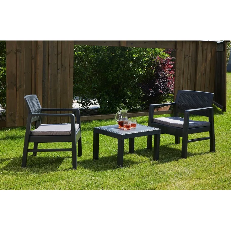 Progarden Balkon Set Kraka 3-tlg anthrazit Sitzgruppe Gartenmöbel Set Essgruppe