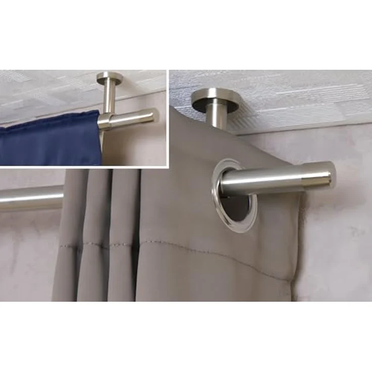 iso-design Gardinenstange Set zur Montage an der Decke mit 20 mm Durchmesser 1-läufig, Ø 20 mm, 1-läufig, Deckenmontage, geschraubt, Aluminium, Variabler Deckenabstand – Bild 4