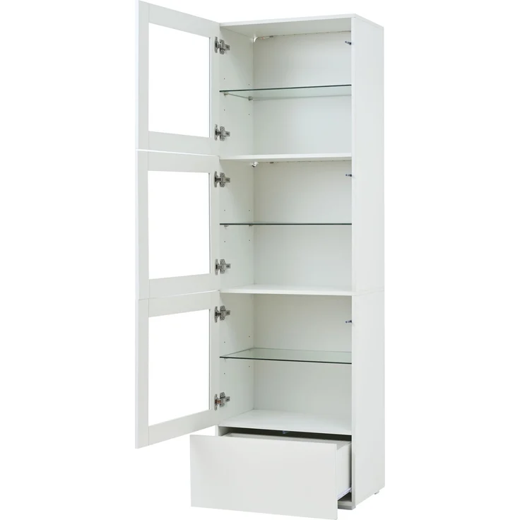 60*40*173cm Schrank,Vitrine ausSchranktür aus Acryl, Vitrine Hochglanz Lagerschrank mit LED-Beleuchtung, 3 Glasboden, Highboard, Wohnzimmerschrank, Aufbewahrungsschrank, Hochschrank, Sofaschrank,Weiß – Bild 10