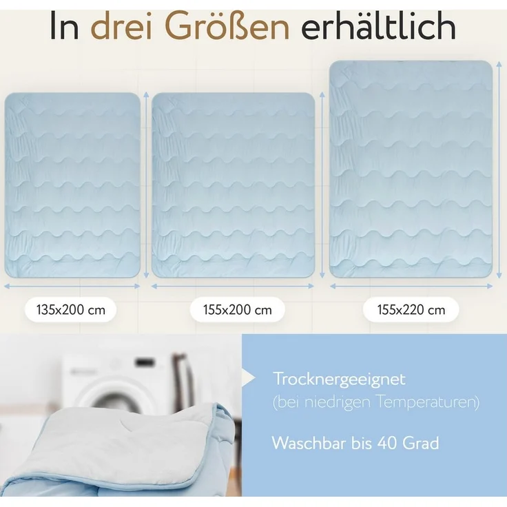 Herlag 4-Jahreszeitenbett 2-in-1 Bettdecke Sommer- & Winterseite Kühlend & Wärmend, Ganzjahresdecke – Bild 3