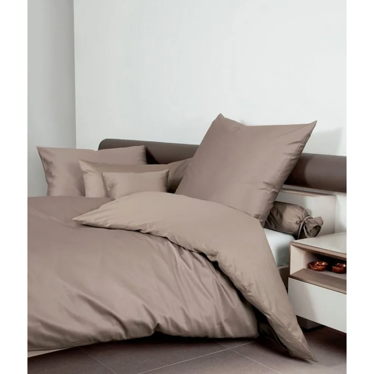 Hochwertige Janine Mako-Satin BETTWÄSCHE COLORS in verschiedenen Größen und Farben 200x220 / 2x 80x80 cm cappucino 47
