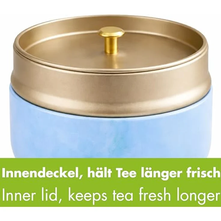 Goodwei Teedose Chazutsu Matcha Teedose aus Metall: japanisches Design, blau, Weißblech, (3-tlg) – Bild 4