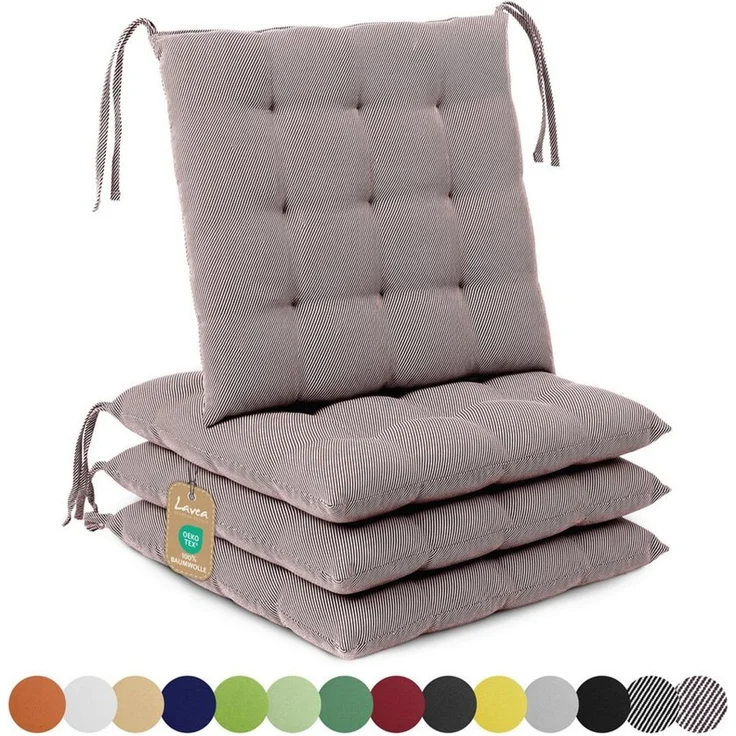 Lavea Stuhlkissen Lavea® Sitzkissen & Stuhlkissen 40x40 cm – 4er/8er Set, 40x40x3 cm, mit Stoffbändern, Indoor & Outdoor, für Garten & Balkon – Bild 1