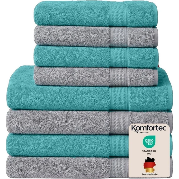 Komfortec Handtuch Set aus 100% Baumwolle, 4 Handtücher 50x100 cm und 4 Badetücher 70x140 cm, Frottee (Packung, 8-St), Duschtücher & Badehandtuch, Weich, Towel, Groß – Bild 2