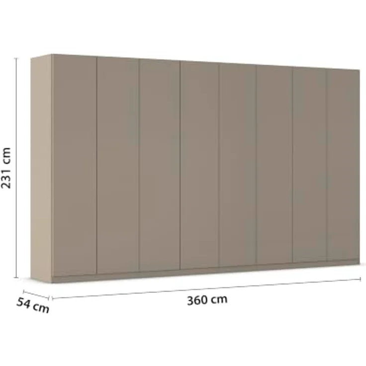 Rauch Möbel LUNIK, Kleiderschrank, Farbe Fango, Breite 360 cm | Schrank mit patentiertem Schnellmontagesystem, 8-türig, Push-to-open-Funktion, Zubehör Premium, Schlafzimmer, Ankleide – Bild 3