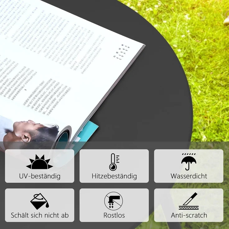 Kleiner Beistelltisch Metall Garten Rund Couchtisch Kaffeetisch Verstellbare – Bild 6