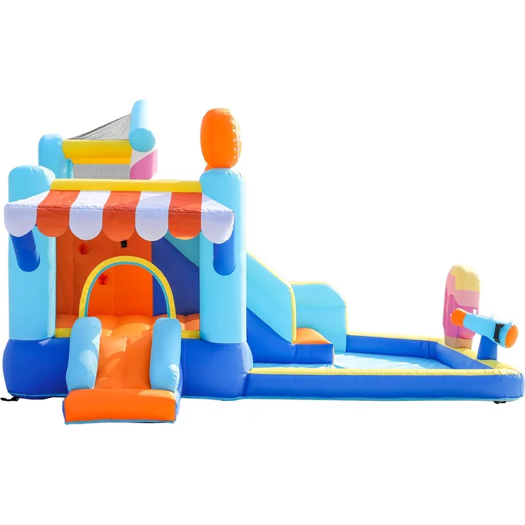 LVHOM Aufblasbare Hüpfburg mit Gebläse, Spielpool, Trocken-/Wasserrutsche, Springburg Outdoor, Wasserpark mit Trampolin, Planschbecken, 340 x 395 x 236cm – Bild 8