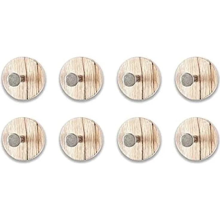HAKU Möbel Garderobenknopf 8er Set Chrom, Eiche San Remo, MDF, Metall - Maße: T 5 cm x Ø 7 cm, Style: Modern – Bild 2