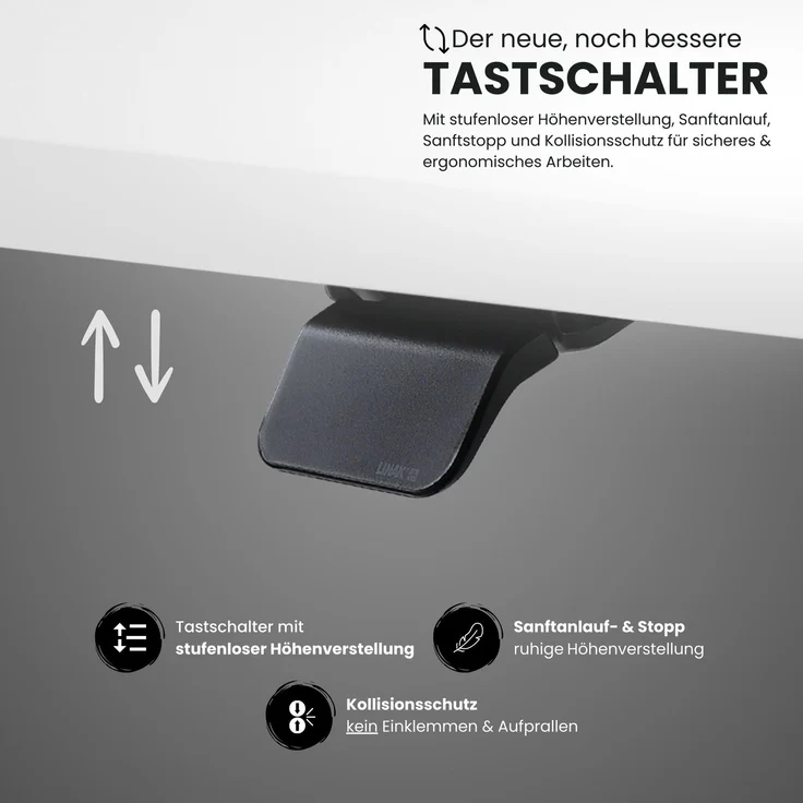 bümö elektrisch höhenverstellbarer Konferenztisch in weiß 220x103 cm, Gestell: Graphit - Besprechungstisch rund-oval, großer elektrischer Meeting Tisch für Konferenz & Besprechungsraum, XMST22-W-G – Bild 2