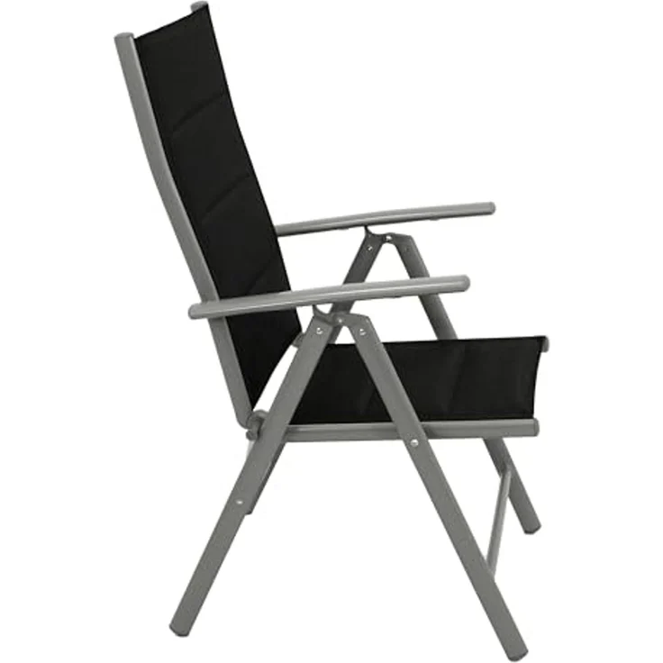 DEGAMO Gartensessel ALMERIA (2-St), klappbar, Alu silbergrau + Kunstgewebe gepolstert schwarz, wetterfest – Bild 4