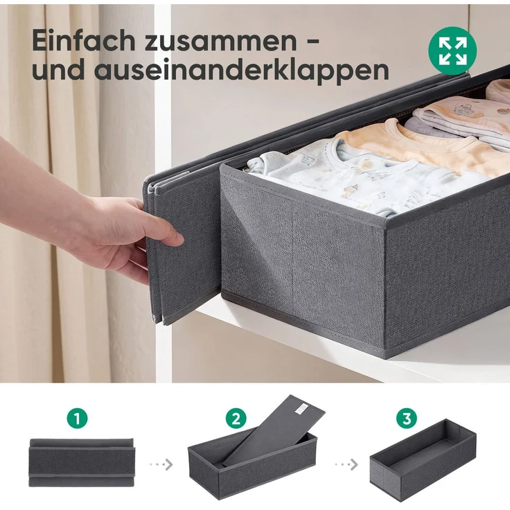 Sekey Aufbewahrungsbox Schubladen Organizer aus Vliesstoff Faltbare Aufbewahrungsboxen ohne Fächer für HEMNES 108(4 Fächer) – Bild 6