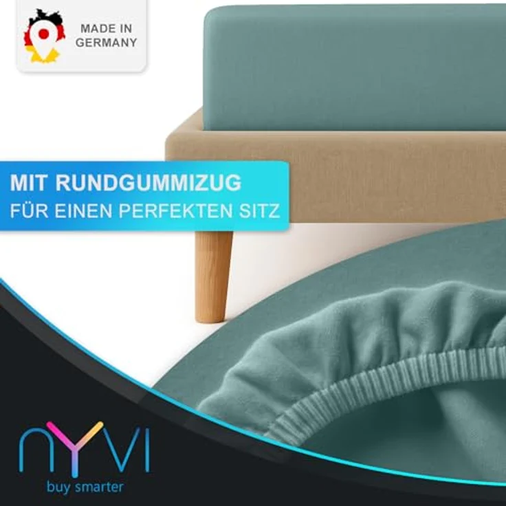 NYVI Feinbiber Spannbettlaken Deluxe, 100% Baumwolle, extra warm & weich, für Matratzen bis 25 cm Steghöhe, bügelfrei, vorgekrumpft, 90x200 cm, 2er Set, Weiß – Bild 3
