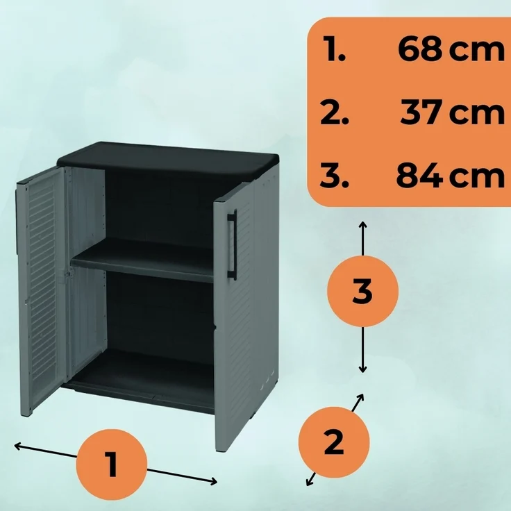 Gartenschrank Wetterfest, Kunststoff Grau, 68 x 37 x 84 cm – Bild 2