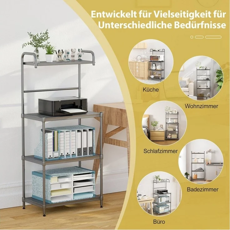 COSTWAY Küchenregal, mit verstellbaren Regalböden, Metall, 60 x 34,5 x 136 cm – Bild 3