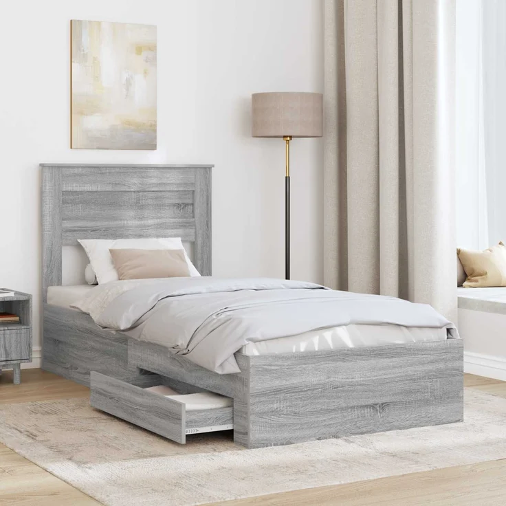 vidaXL Bettrahmen mit Schubladen mit Kopfteil Holzwerkstoff 3410040 – Bild 2