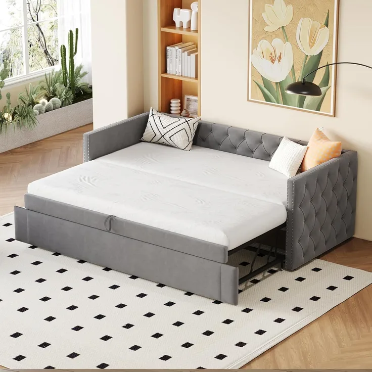 Odikalo Schlafsofa Doppelbett Polsterbett Ausziehbares Gästebett(ohne Matratze)90*200cm