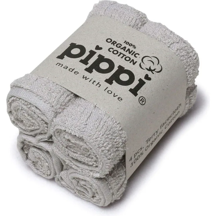 Pippi Baby Waschtücher 4er Pack aus Frottee (hellgrau)