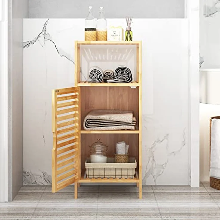 SogesHome Buffets Bambus Beistellschrank Konsole Badezimmerschrank Aufbewahrungsschrank Schrank für Küche Wohnzimmer Badezimmer Hoch- & Midischränke Unterschränke fürs Bad – Bild 8