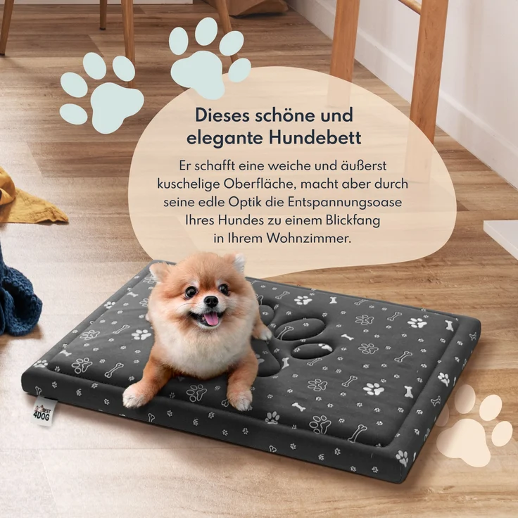 FDM FIFI wasserdichtes Hundebett 70x100x5 cm Polyurethanschaum mit waschbarem Bezug Grau/Silber – Bild 5