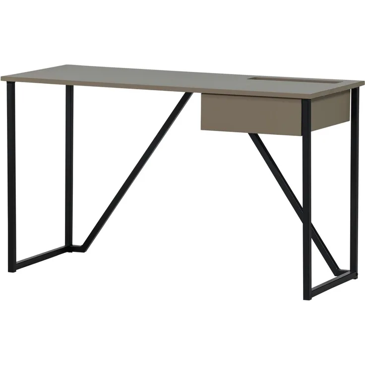 Schreibtisch New Julius aus Kiefernholz FSC, modern mit Schublade, Braun, 126 x 53 cm