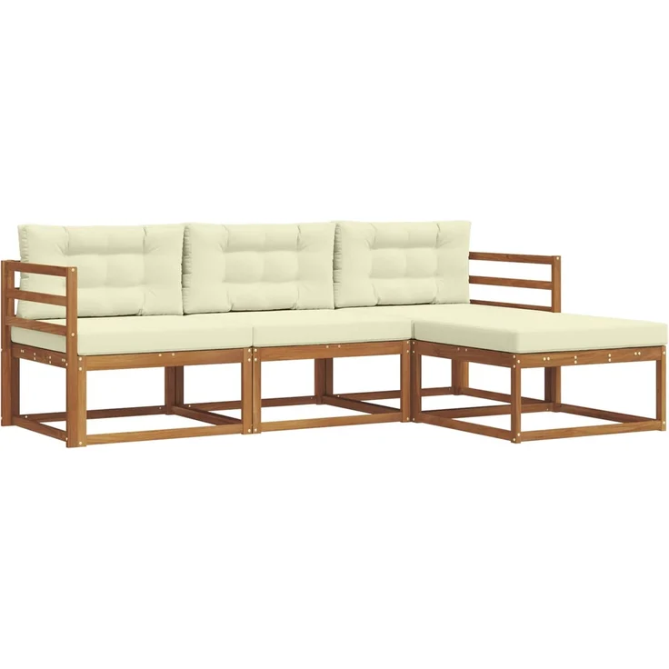 vidaXL Outdoor-Sofagarnitur 4 stk. 4-Sitzer Natur und Creme 3367388 – Bild 2