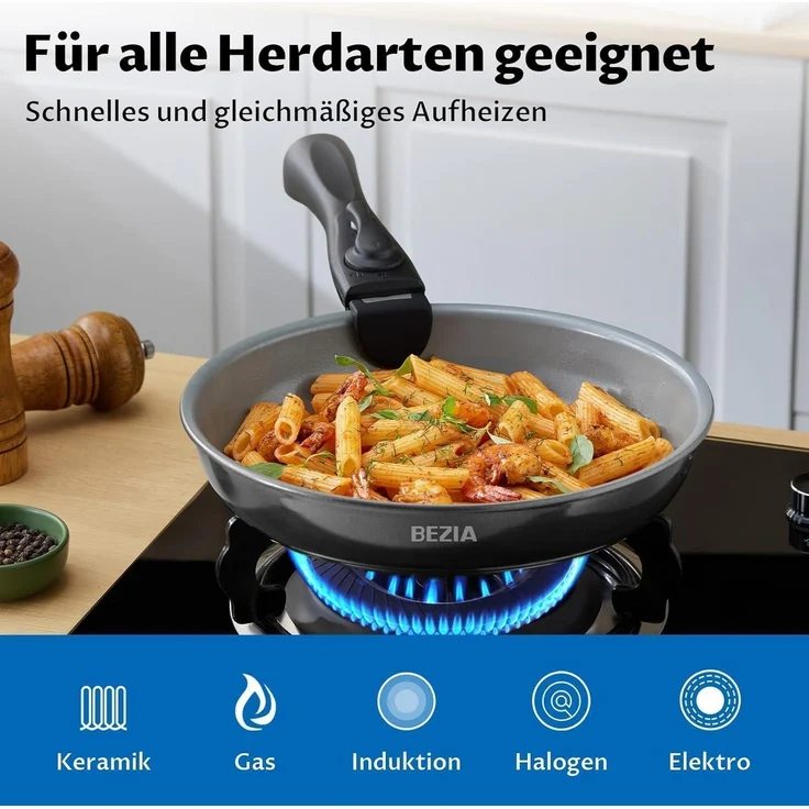 Pfannenset abnehmbaren Griffen Keramikbeschichtung Induktion 13-tlg – Bild 5