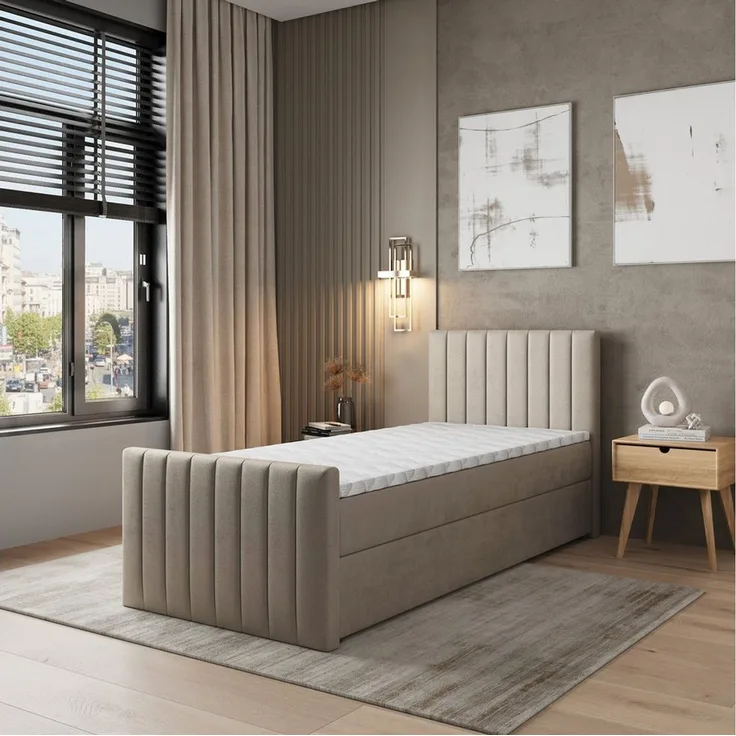 Masseno Boxbett ARION 100x200 cm mit Bonell Matratze und Topper