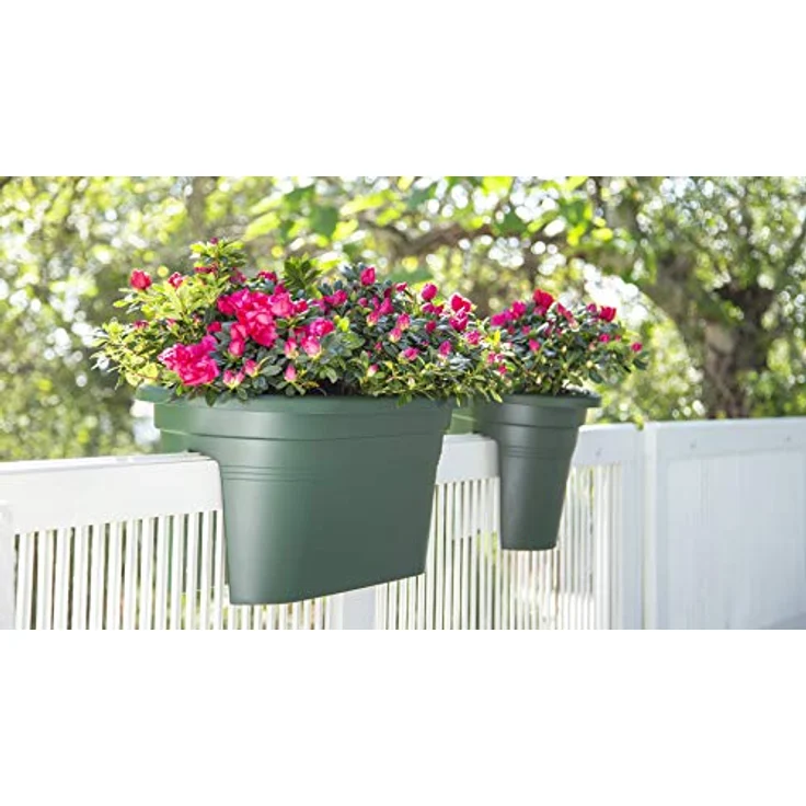 Artevasi Venezia Geländerkasten, ovaler Blumenkasten aus Kunststoff, 60 x 30 x 27 cm, anthrazit, UV- und witterungsbeständig, 18 l Volumen, inkl. Befestigungsset – Bild 4