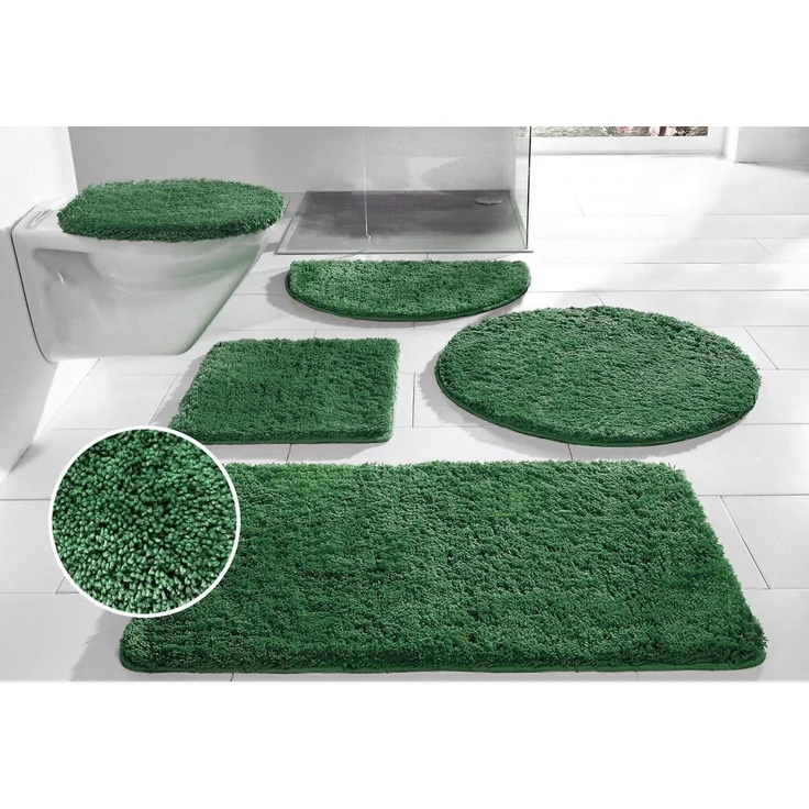 OTTO home Badematte Inga, Badezimmer Teppich, Badvorleger, Höhe 20 mm, rutschhemmend beschichtet, fußbodenheizungsgeeignet, schnell trocknend, strapazierfähig, Polyester, rund, Badteppich, unifarben, weich, als halbrund und rechteckig erhältlich – Bild 1