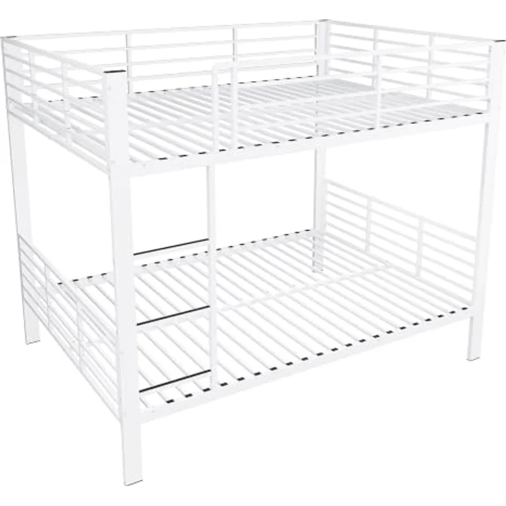 FAVSH Etagenbett 140x200 cm aus Metall, Hochbett mit Rausfallschutz und Leiter, Geräuscharmes Doppelbett, rutschfest, für Jugendliche und Erwachsene, WG & Ferienwohnung, Weiß A – Bild 5