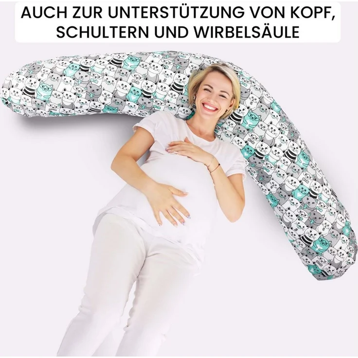 Amilian Stillkissen XXL 170 cm - Schwangerschaftskissen & Seitenschläferkissen mit Bezug, - Lagerungskissen - Nursing Pillow - Pregnancy Pillow, mit Füllung, Schlafkissen für Seitenlage - Körperkissen – Bild 3