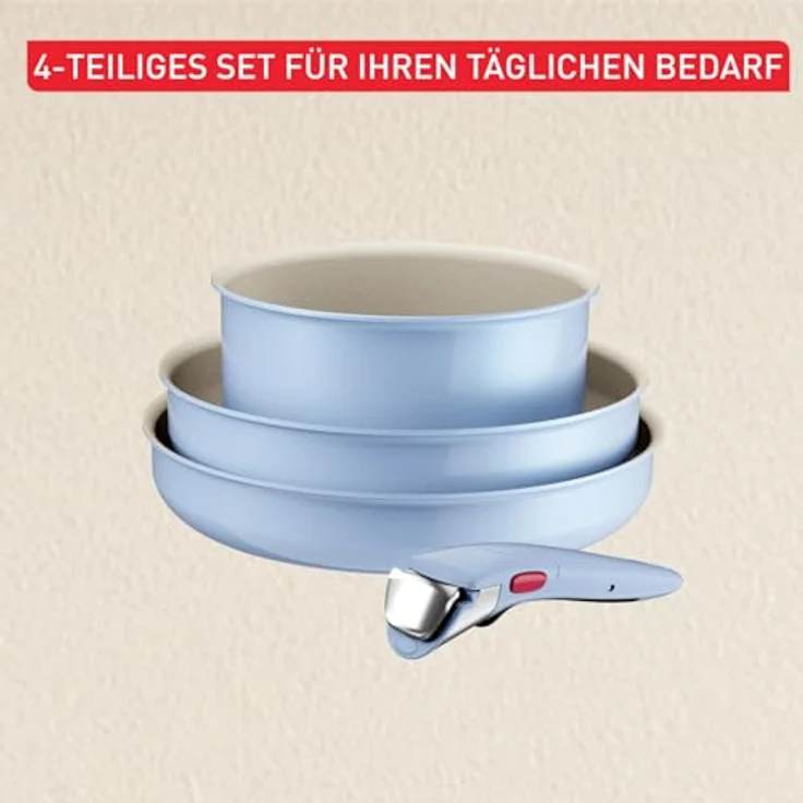 Tefal Ingenio Serenity Kochgeschirr-Set 4-teilig, Mineralia Antihaftversiegelung, platzsparend, stapelbar, für alle Herdarten, spülmaschinengeeignet, Calm Blue, L8274S04 – Bild 8
