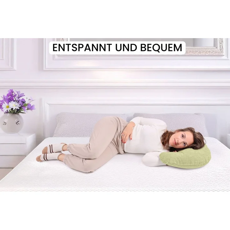 Amilian Stillkissen - Lagerungskissen - Schwangerschaftskissen mit Füllung und Bezug, Stillmond - Stillhörnchen - pregnancy pillow, für Mütter und Babys – Bild 4