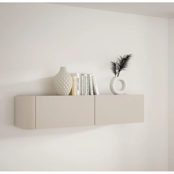 Hängeschrank >BREATHTAKER< 2 Klappen, 2 Fächer, Sandfarbig - 128,6x30,1x34cm (BxHxT) – Bild 2