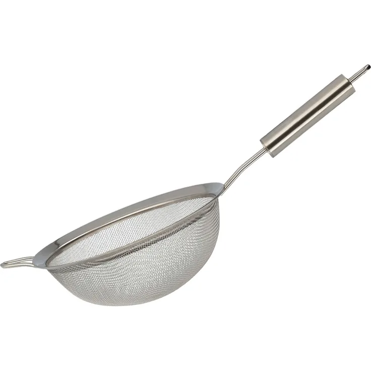 MEISTERKOCH Küchensieb 20 cm aus Edelstahl in silberfarben, feinmaschig, spülmaschinengeeignet, praktische Aufhänge-Öse, Gegengriff zum Einhängen, Seiher/Abtropfsieb
